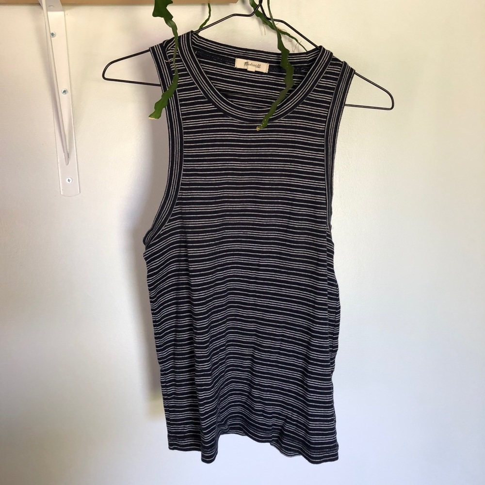 Madewell navy striped tank top